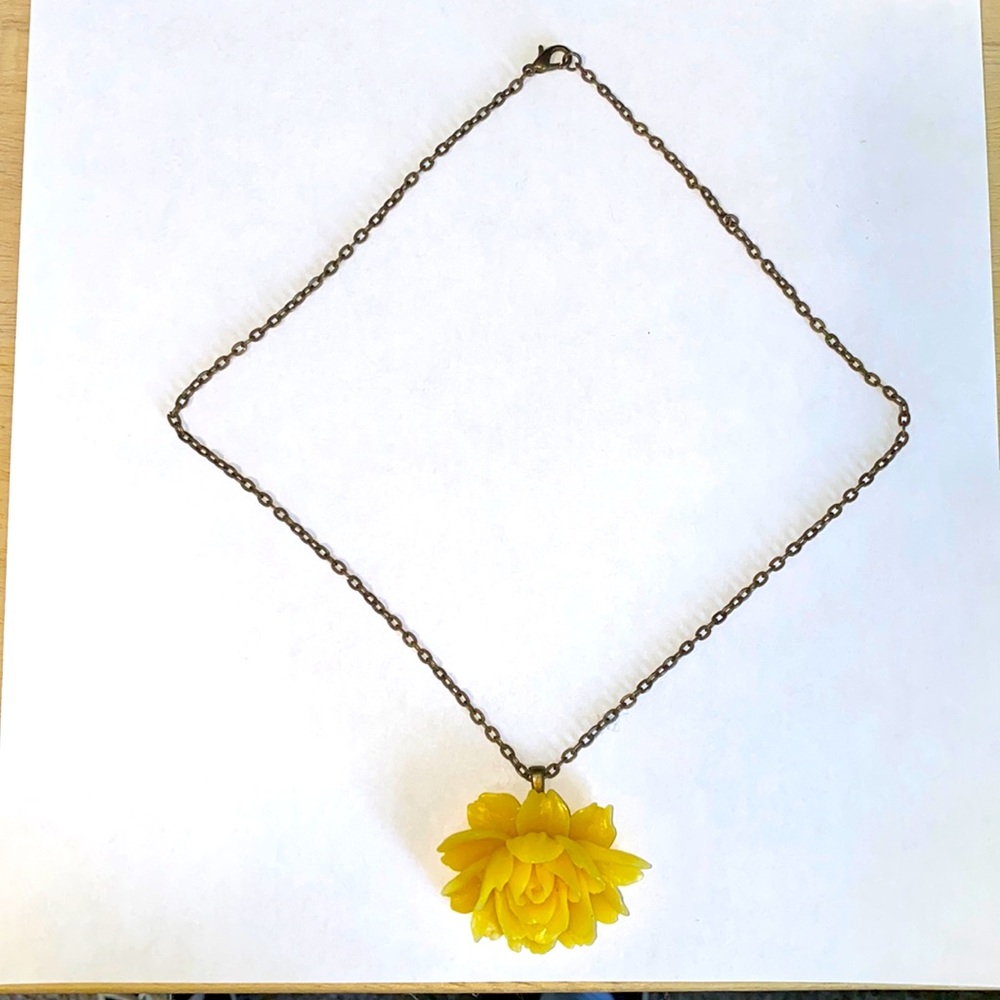 Handmade yellow rose necklace
